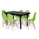 Conjunto Mesa De Jantar França 160x80cm Preta Com 6 Cadeiras