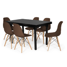 Conjunto Mesa De Jantar França 160x80cm Preta Com 6 Cadeiras