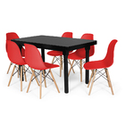 Conjunto Mesa De Jantar França 160x80cm Preta Com 6 Cadeiras