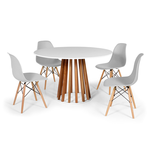 Conjunto Mesa De Jantar Gabi 120cm Branca Com 4 Cadeiras Char