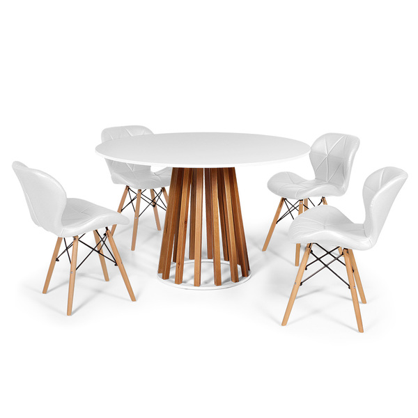 Conjunto Mesa De Jantar Gabi 120cm Branca Com 4 Cadeiras Char