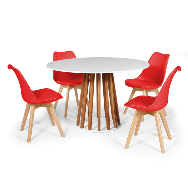 Conjunto Mesa De Jantar Gabi 120cm Branca Com 4 Cadeiras Eame