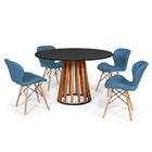 Conjunto Mesa De Jantar Gabi 120cm Preta Com 4 Cadeiras Charl