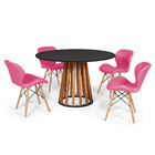 Conjunto Mesa De Jantar Gabi 120cm Preta Com 4 Cadeiras Charl