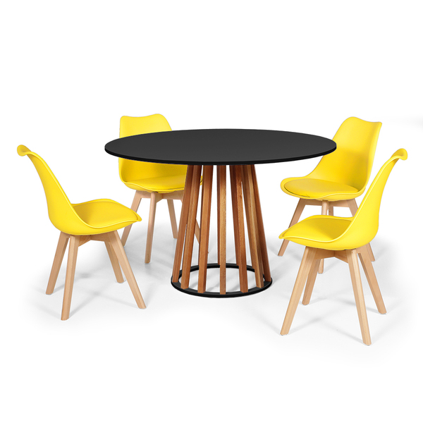 Conjunto Mesa De Jantar Gabi 120cm Preta Com 4 Cadeiras Eames
