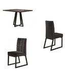 Conjunto Mesa De Jantar Gênova 4 Cadeiras Estofadas Pés Metál