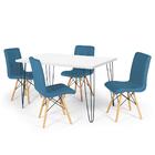 Conjunto Mesa De Jantar Hairpin 130x80 Branca Com 4 Cadeiras