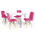 Conjunto Mesa De Jantar Hairpin 130x80 Branca Com 4 Cadeiras