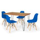 Conjunto Mesa De Jantar Hairpin 130x80 Natural Com 4 Cadeiras