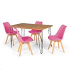 Conjunto Mesa De Jantar Hairpin 130x80 Natural Com 4 Cadeiras