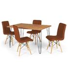 Conjunto Mesa De Jantar Hairpin 130x80 Natural Com 4 Cadeiras