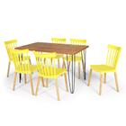 Conjunto Mesa De Jantar Hairpin 130x80 Natural Com 6 Cadeiras