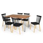 Conjunto Mesa De Jantar Hairpin 130x80 Natural Com 6 Cadeiras