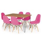 Conjunto Mesa De Jantar Hairpin 130x80 Natural Com 6 Cadeiras