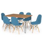 Conjunto Mesa De Jantar Hairpin 130x80 Natural Com 6 Cadeiras