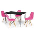 Conjunto Mesa De Jantar Hairpin 130x80 Preta Com 4 Cadeiras E
