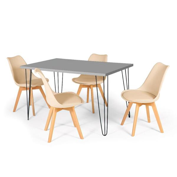 Conjunto Mesa De Jantar Hairpin 130x80 Volpi Com 4 Cadeiras E