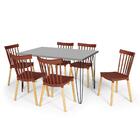 Conjunto Mesa De Jantar Hairpin 130x80 Volpi Com 6 Cadeiras E