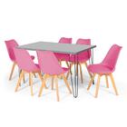 Conjunto Mesa De Jantar Hairpin 130x80 Volpi Com 6 Cadeiras E