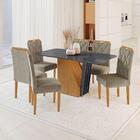 Conjunto Mesa De Jantar Harpa Grafite 1,60 M Com 6 Cadeiras D