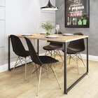 Conjunto Mesa De Jantar Industrial 4 Cadeiras Base Madeira Ea