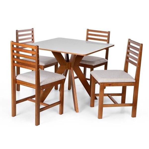 Conjunto Mesa De Jantar Isadora E Cadeiras Luna Estofadas Mad