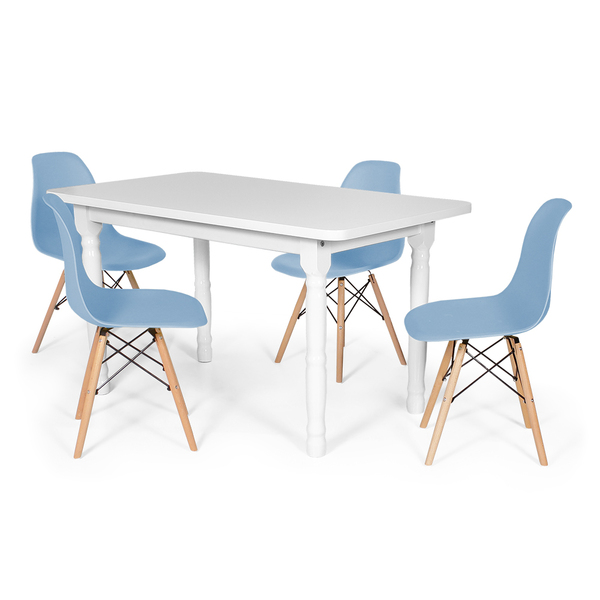 Conjunto Mesa De Jantar Itália 110x80cm Branca Com 4 Cadeiras