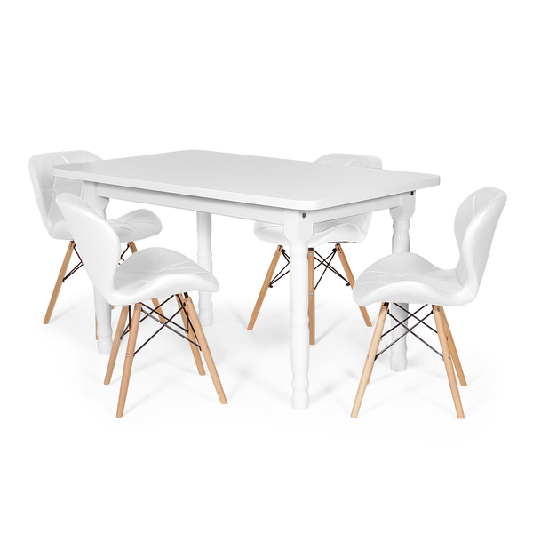 Conjunto Mesa De Jantar Itália 110x80cm Branca Com 4 Cadeiras