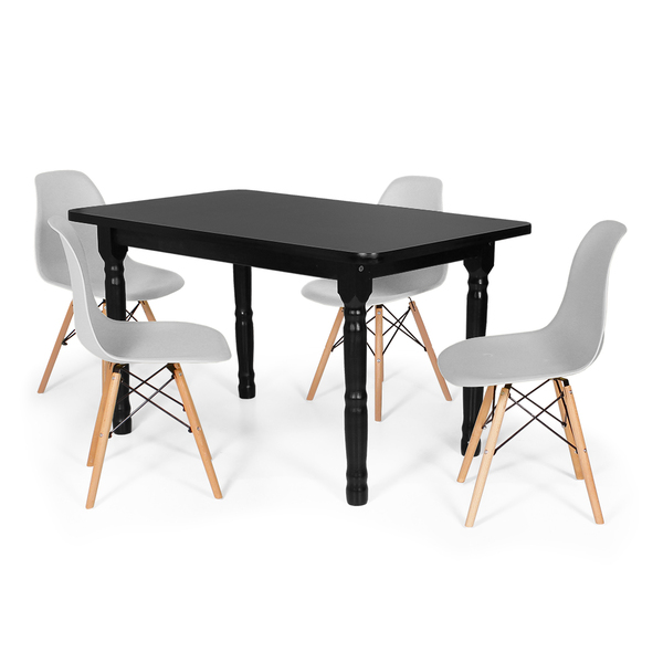 Conjunto Mesa De Jantar Itália 110x80cm Preta Com 4 Cadeiras