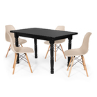 Conjunto Mesa De Jantar Itália 110x80cm Preta Com 4 Cadeiras