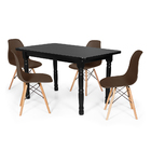 Conjunto Mesa De Jantar Itália 110x80cm Preta Com 4 Cadeiras