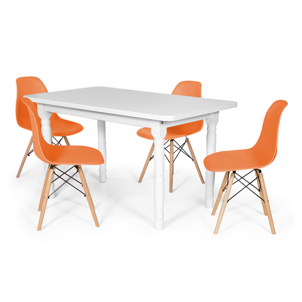 Conjunto Mesa De Jantar Itália 140x80cm Branca Com 4 Cadeiras