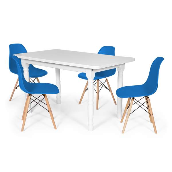 Conjunto Mesa De Jantar Itália 140x80cm Branca Com 4 Cadeiras