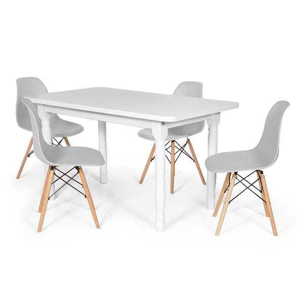 Conjunto Mesa De Jantar Itália 140x80cm Branca Com 4 Cadeiras