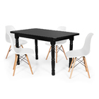 Conjunto Mesa De Jantar Itália 140x80cm Preta Com 4 Cadeiras
