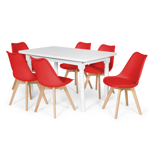 Conjunto Mesa De Jantar Itália 160x80cm Branca Com 6 Cadeiras