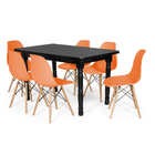 Conjunto Mesa De Jantar Itália 160x80cm Preta Com 6 Cadeiras