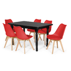 Conjunto Mesa De Jantar Itália 160x80cm Preta Com 6 Cadeiras