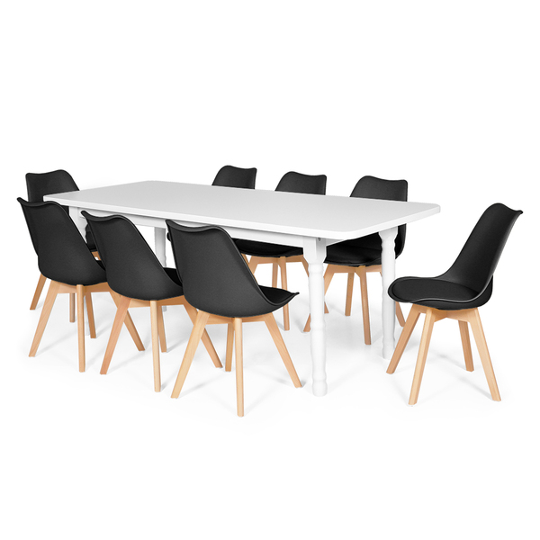 Conjunto Mesa De Jantar Itália 200x80cm Branca Com 8 Cadeiras