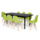 Conjunto Mesa De Jantar Itália 200x80cm Preta Com 8 Cadeiras