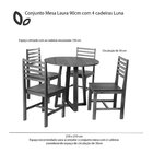 Conjunto Mesa De Jantar Lara 90cm E 4 Cadeiras Luna Assento M