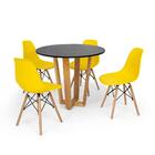 Conjunto Mesa De Jantar Lara 90cm Preta Com 4 Cadeiras Charle