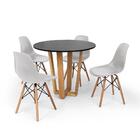 Conjunto Mesa De Jantar Lara 90cm Preta Com 4 Cadeiras Charle
