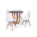 Conjunto Mesa De Jantar Lara 90cm Preta Com 4 Cadeiras Charle