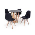 Conjunto Mesa De Jantar Lara 90cm Preta Com 4 Cadeiras Charle