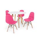 Conjunto Mesa De Jantar Laura 100cm Branca Com 4 Cadeiras Cha