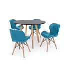 Conjunto Mesa De Jantar Laura 100cm Preta Com 4 Cadeiras Eame