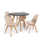 Conjunto Mesa De Jantar Laura 105cm Preta Com 4 Cadeiras Eame