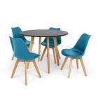 Conjunto Mesa De Jantar Laura 105cm Preta Com 4 Cadeiras Eame