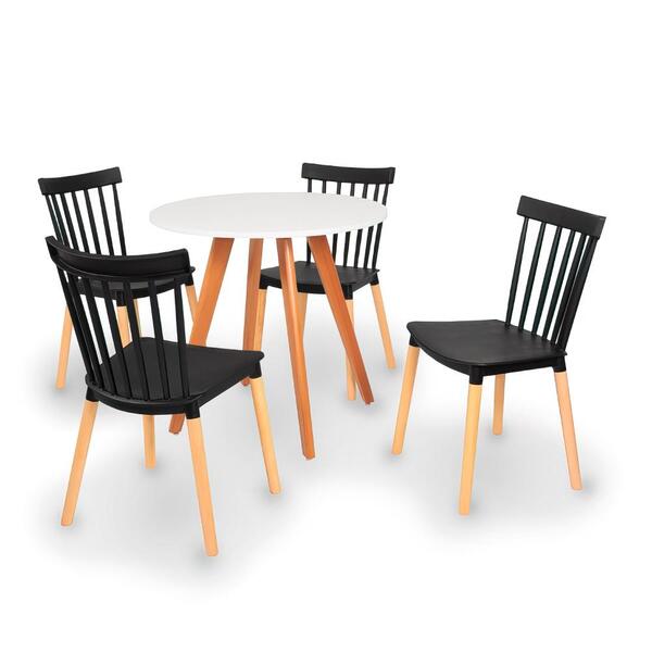 Conjunto Mesa De Jantar Laura 80cm Branca Com 4 Cadeiras Wind
